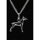 MOOYE ® - Collectie Zilveren Dobermann oren gecoupeerd ketting hanger - klein