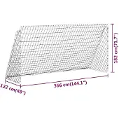 vidaXL Voetbaldoel met net 366x122x182 cm staal wit