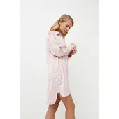 Aruelle Roze Nachthemd dames-Aurelia-knoopsluiting-V-hals-lange mouw-maat XL