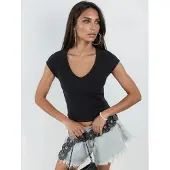 Busem V-hals Ribbels Blouse