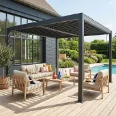 Sweeek Pergola met lamellendak 3,6x3,6m verstelbare lamellen Antraciet