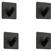 INF Zelfklevende roestvrijstalen wandhaken, 4-pack Black