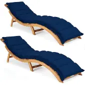 Casaria Ligbed Set van 2 Acaciahout FSC-gecertificeerd incl kussen Blauw