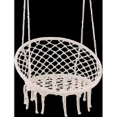 J-Line hangstoel Macramé + Kwastjes - polyester - beige