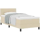 vidaXL Boxspringbed met matras en hoofdbord, crème, 80 x 200 cm, stof