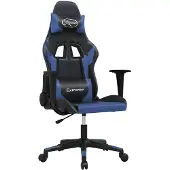 vidaXL Gamingstoel met massagefunctie, zwart en blauw, kunstleer