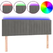 vidaXL Hoofdbord LED 144x5x78/88 cm fluweel lichtgrijs