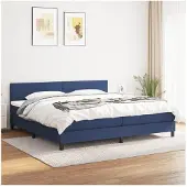 vidaXL Boxspring met matras stof blauw 200x200 cm