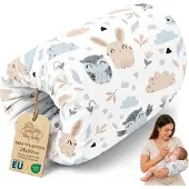 Totsy Baby Borstvoedingskussen Voedingskussen Armkussen Baby - 20 cm Reis Onderweg Positioneringskussen Zachte Katoen Afneembare Hoes Moeder Kind Stillmuff Oeko-Tex Uilen wit