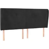vidaXL Hoofdbord met randen 203x23x118/128 cm fluweel zwart