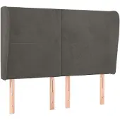 vidaXL Hoofdbord met randen 147x23x118/128 cm fluweel donkergrijs