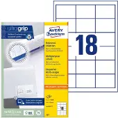 Avery Universele etiketten 64 x 45 mm, wit, Inkjetprinter, Laserprinter, Kopieerapparaat, permanent klevend 3671