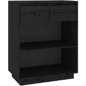 vidaXL Wandkast 60x34x75 cm massief grenenhout zwart