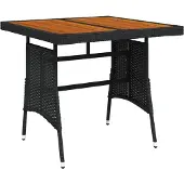 vidaXL Tuintafel 70x70x72 cm poly rattan en massief acaciahout zwart