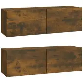 vidaXL Tv-wandmeubels 2 st 100x30x30 cm bewerkt hout gerookt eiken