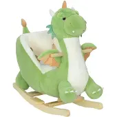 AIYAPLAY Kids Rocking Horse-Populierhout, Polyester-65L x 38B x 72H cm-Groen