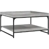 vidaXL Salontafel 80x80x45 cm bewerkt hout en ijzer grijs sonoma eiken