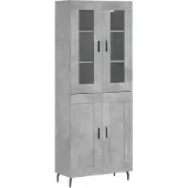 vidaXL Hoge kast 69,5x34x180 cm bewerkt hout betongrijs