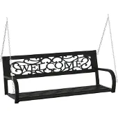 vidaXL Hollywood schommelstoel, 125 cm, staal en kunststof, zwart