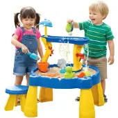 Woopie 2-in-1 Zand- & Watertafel met Dolfijnfontein – Speelset voor Binnen & Buiten (12-delig)