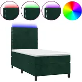 vidaXL Boxspring met matras en LED fluweel donkergroen 100x200 cm