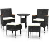 vidaXL 5-delige loungeset voor de tuin, van zwart kunststof riet