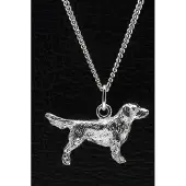 MOOYE ® - Collectie Zilveren Flat coated retriever ketting hanger - groot
