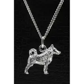 MOOYE ® - Collectie Zilveren Schipperke met staart ketting hanger - groot