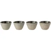 J-Line Doos 2 theekopjes metaal beige assortiment van 2