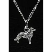 MOOYE ® - Collectie Zilveren Australische shepherd met staart ketting hanger - klein