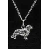 MOOYE ® - Collectie Zilveren Cavelier king charles spaniel ketting hanger - groot