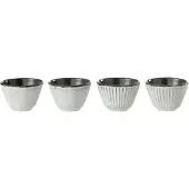 J-Line Doos 2 theekopjes metaal wit assortiment van 2