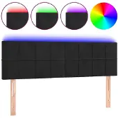 vidaXL Hoofdbord LED 144x5x78/88 cm fluweel zwart