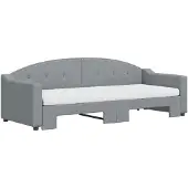 vidaXL Slaapbank onderschuifbed en matrassen 80x200 cm stof lichtgrijs