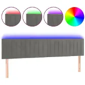 vidaXL Hoofdbord LED 180x5x78/88 cm fluweel lichtgrijs