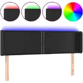 vidaXL Hoofdbord LED 147x16x78/88 cm kunstleer zwart