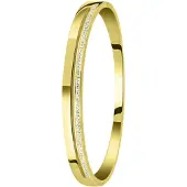 Lucardi Dames Armband bangle wit kristal - Staal - Armband - Cadeau - Stijlvol - Goudkleurig