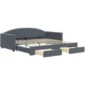 vidaXL Dagbed uitklapbaar met lades, donkergrijs, 100x200 cm, fluweel