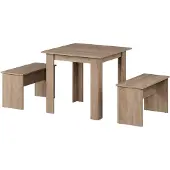 Vicco Eettafel set Sentio Sonoma 80 x 80 cm met 2 banken, Model 37273