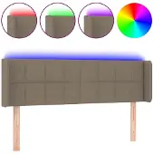 vidaXL Hoofdbord LED 147x16x78/88 cm stof taupe