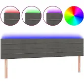 vidaXL Hoofdbord LED 200x5x78/88 cm fluweel donkergrijs
