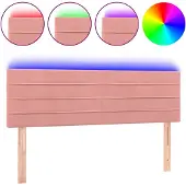 vidaXL Hoofdbord LED 144x5x78/88 cm fluweel roze