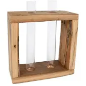 VAN MANEN vaas reageerbuis 18 cm hout bruin/transparant
