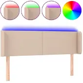 vidaXL Hoofdbord LED 147x16x78/88 cm kunstleer cappuccinokleurig