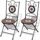 vidaXL mozaïekstoel bistro set terracotta/wit