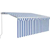 vidaXL Luifel handmatig uittrekbaar rolgordijn LED 3x2,5 m blauw wit