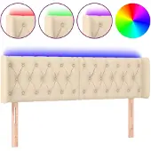 vidaXL Hoofdbord LED 147x16x78/88 cm stof crèmekleurig