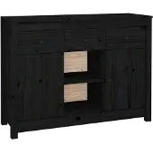 vidaXL Dressoir 100x35x74,5 cm massief grenenhout zwart