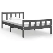 vidaXL Bedframe massief hout grijs 100x200 cm