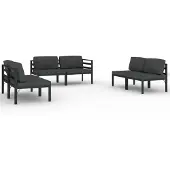 vidaXL 6-delige loungeset voor de tuin met kussens, aluminium, antraciet